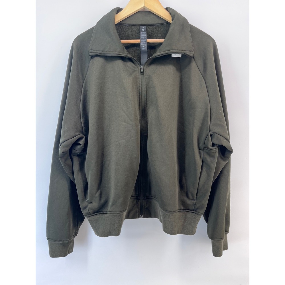 Lululemon Steady State Full Zip Jacket Army Green Fleece Size M Preppy Sporty